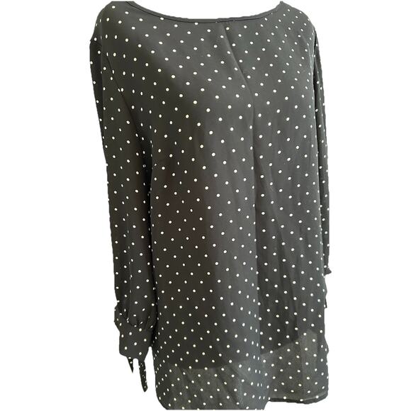 Polka Dot Travel Friendly Women’s Blouse 3/4 Sleeve Sheer Timeless Versatile Med - Picture 3 of 10